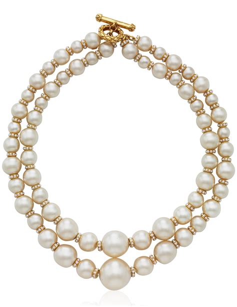 chanel logo pearl necklace|chanel double strand pearl necklace.